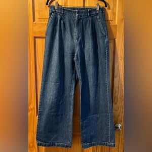 GAP High-rise Wide-Leg Pleated Trouser Denim Jeans. Sz. 6